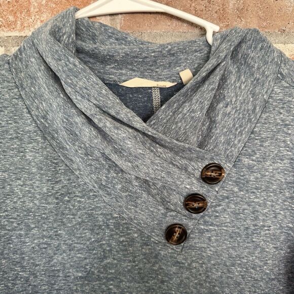 Soft Surroundings Button Accent Sweater Marbled Blue Medium - Picture 3 of 9